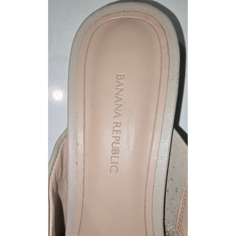 Banana Republic Womens Leather Pointed Toe Mules Cream Beige Flats Size 8.5 M - Picture 4 of 5